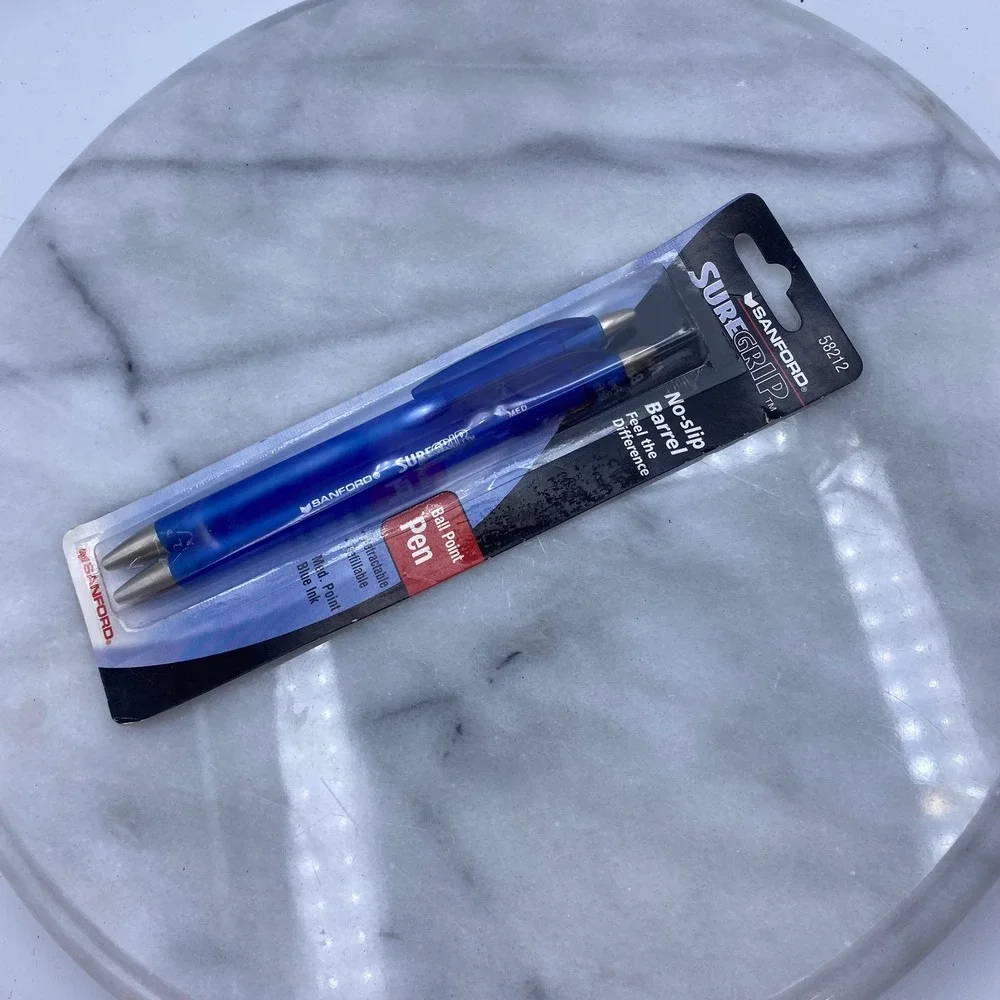 Sanford SureGrip Ball Point Pens Blue Medium Point Retractable 2pk 58212
